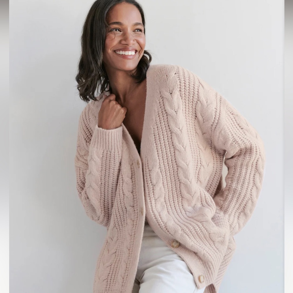 🌸🍂JENNI KAYNE Cable Cocoon Cardigan in Blush/Pink - Picture 1 of 10